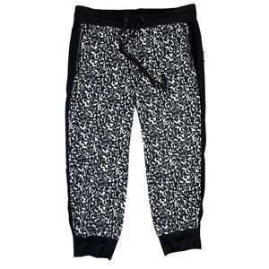 Gap Fit Lightweight Crop Jogger  Women's Size S  Black Print Zip Pockets Stretch